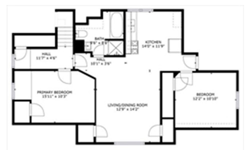 floor plan showing the layout of a two bedroom apartment