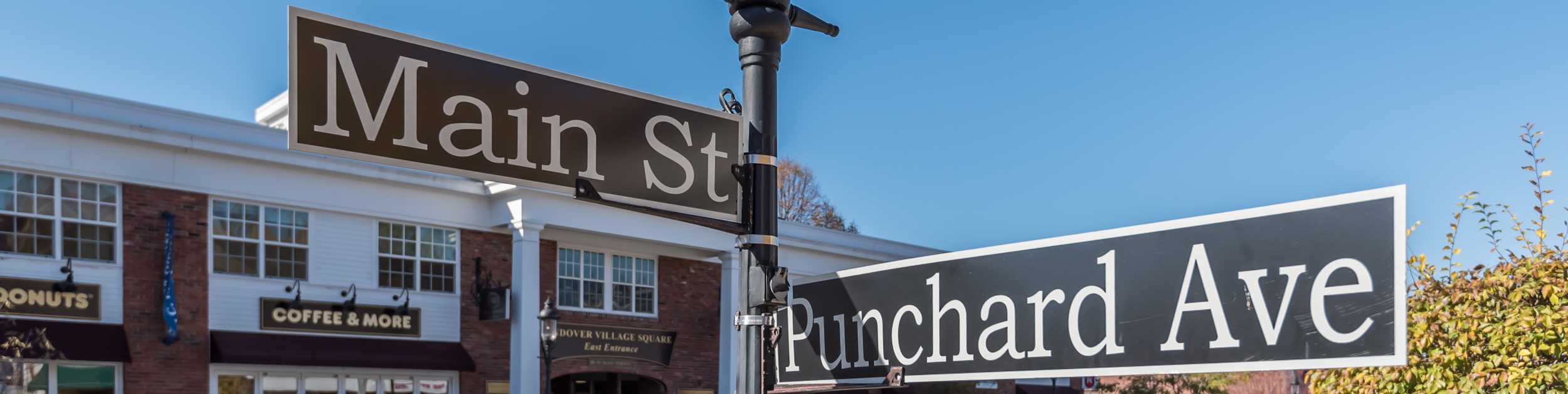 view of main street intersection in andover ma