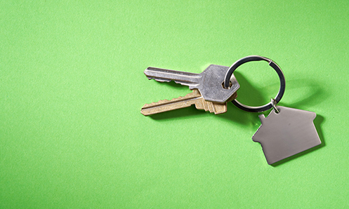 a set of keys sitting on a green background