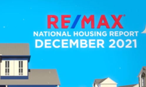 Blue background with national housing report title on it.