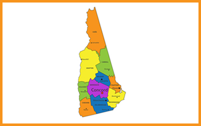 Map of New Hampshire with counties outlined