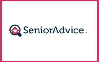 Black, white and pink logo for Senior Advice.