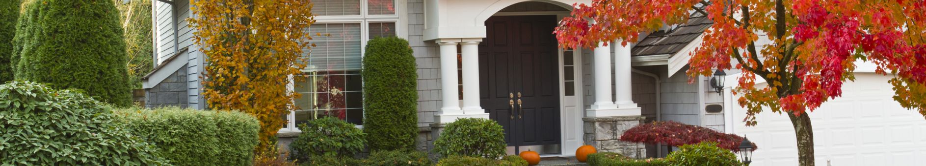 exterior of New England home shown in Fall