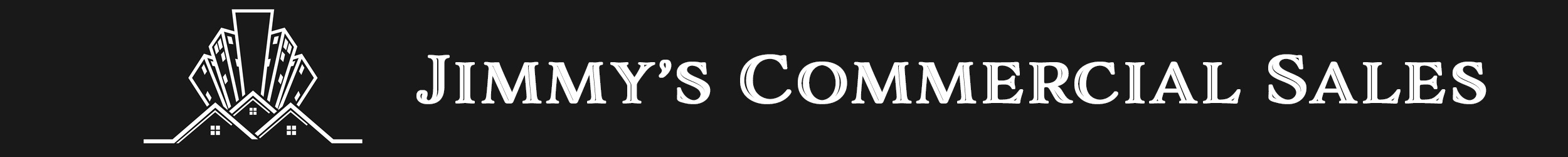 black banner with residential and commercial buildings and the words Jimmy's Commercial Sales