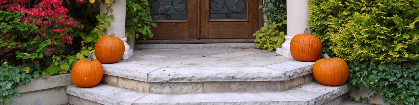 entrance with pumpkins