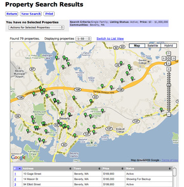iMax Map-Based Property Search Results