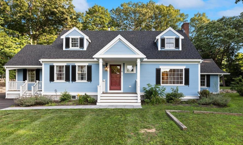 Detached Blue Colonial, Cape for sale in North Reading, MA - exterior of property shown