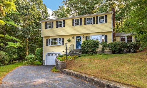 Detached Yellow Colonial for sale in North Reading, MA - exterior of property shown