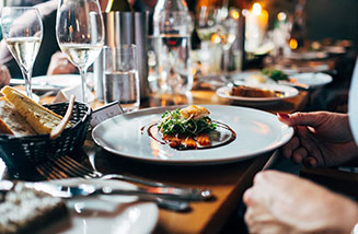 Plated Dinner at Banquet Table