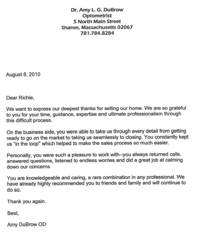testimonial for Richie Gorden