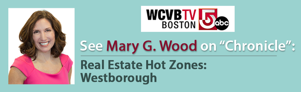 woman smiling and wearing a pink short sleeved top next to a WCVBTV announcement