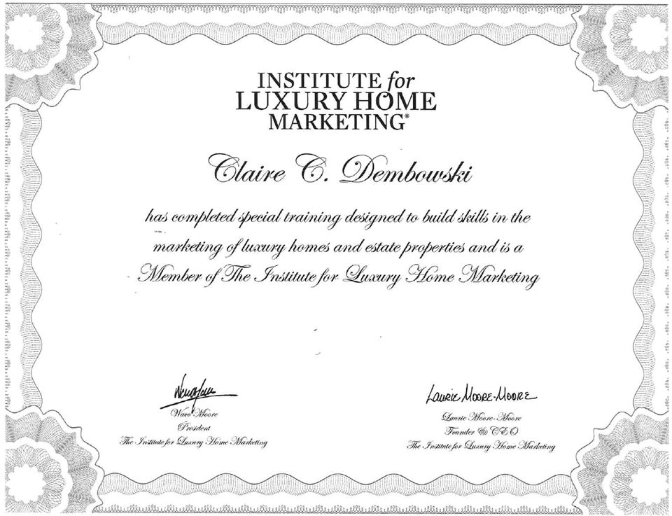 Certificate for Claire Dembowski
