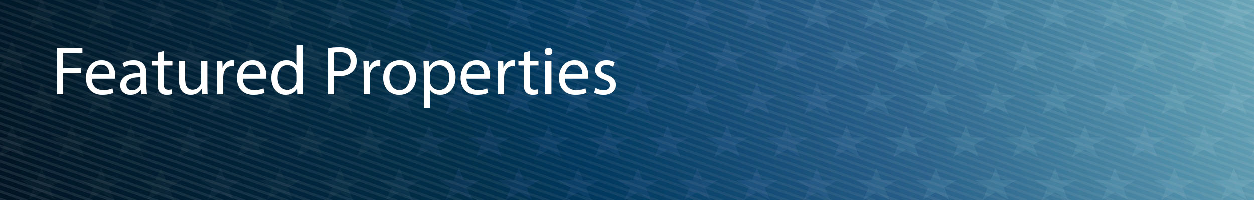 The words Featured Properties in white on a blue background with stars